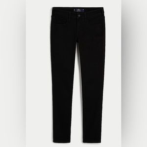 New! Hollister Skinny Zipper Low-Rise Black Super Skinny Jeans size 6S/7S/28W